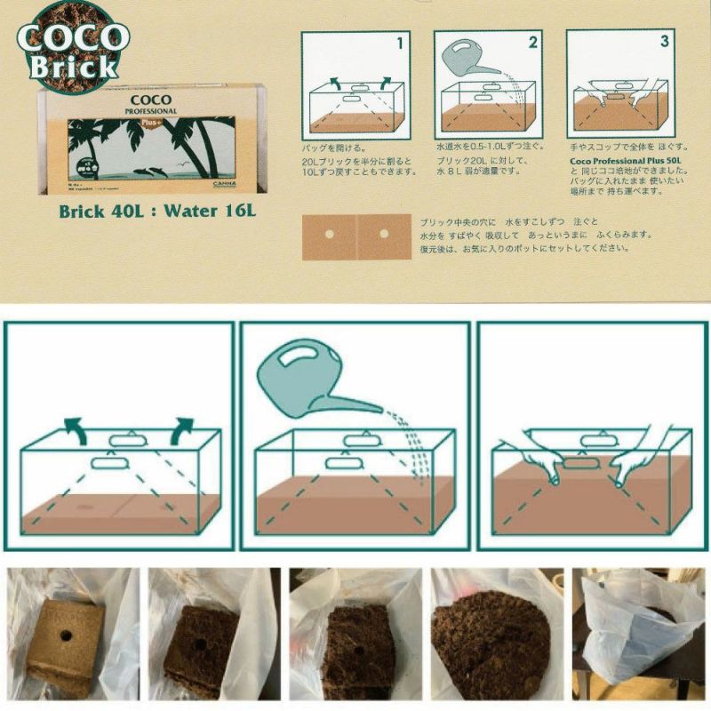 ひー♡　園芸用培土40L 【CANNA】COCO BRICK CANNA】 COCO BRICK(40L) | 培地,ココヤシ培地 | Tree people